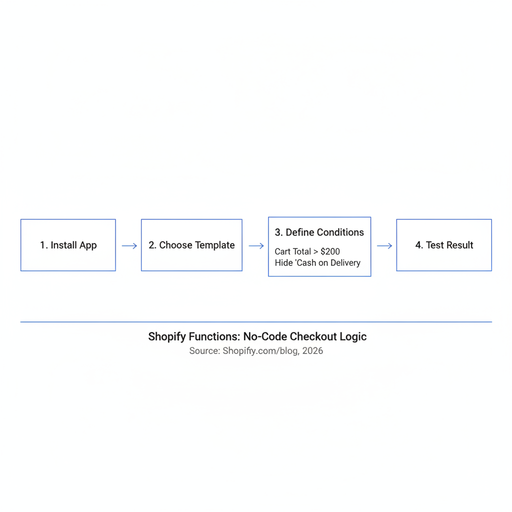 How do I set up a no-code Shopify Functions checkout rule?