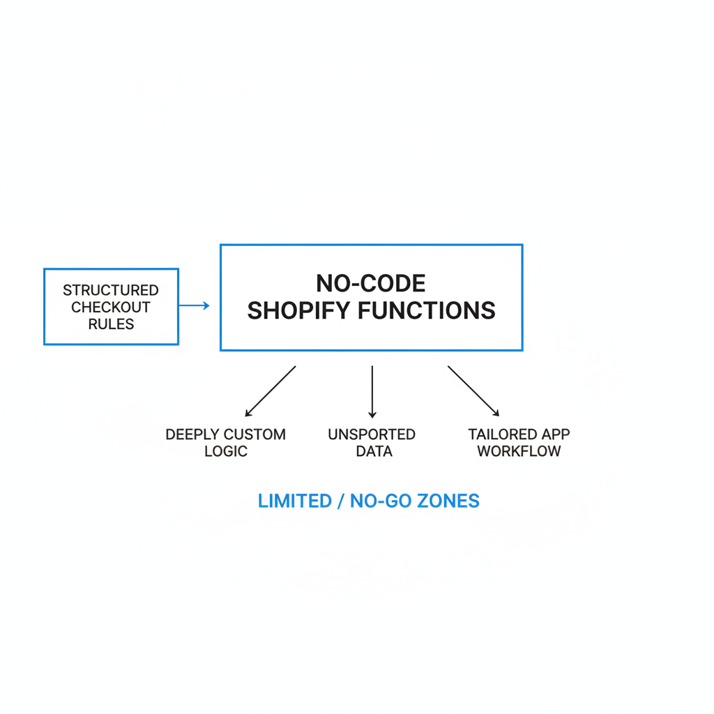 What are the limits of no-code Shopify Functions apps?