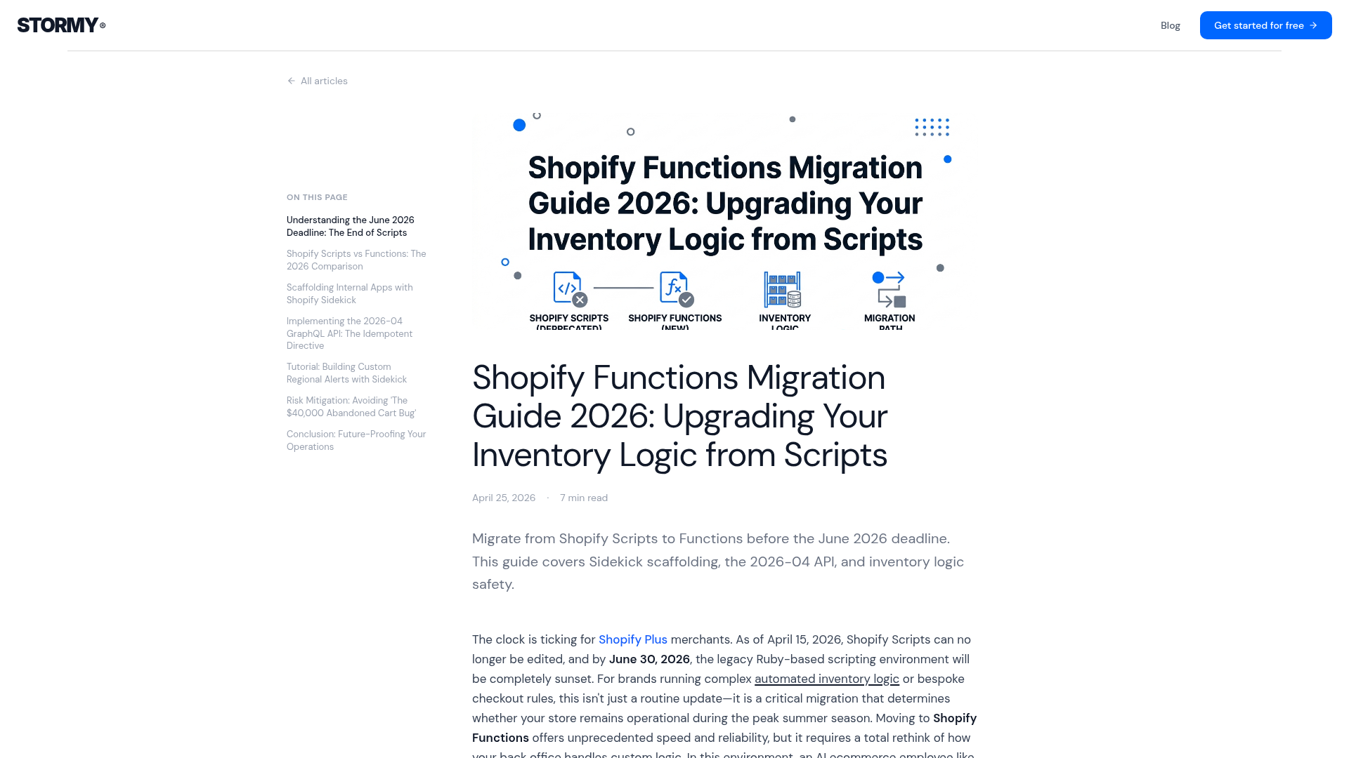Screenshot of Shopify Functions migration guide