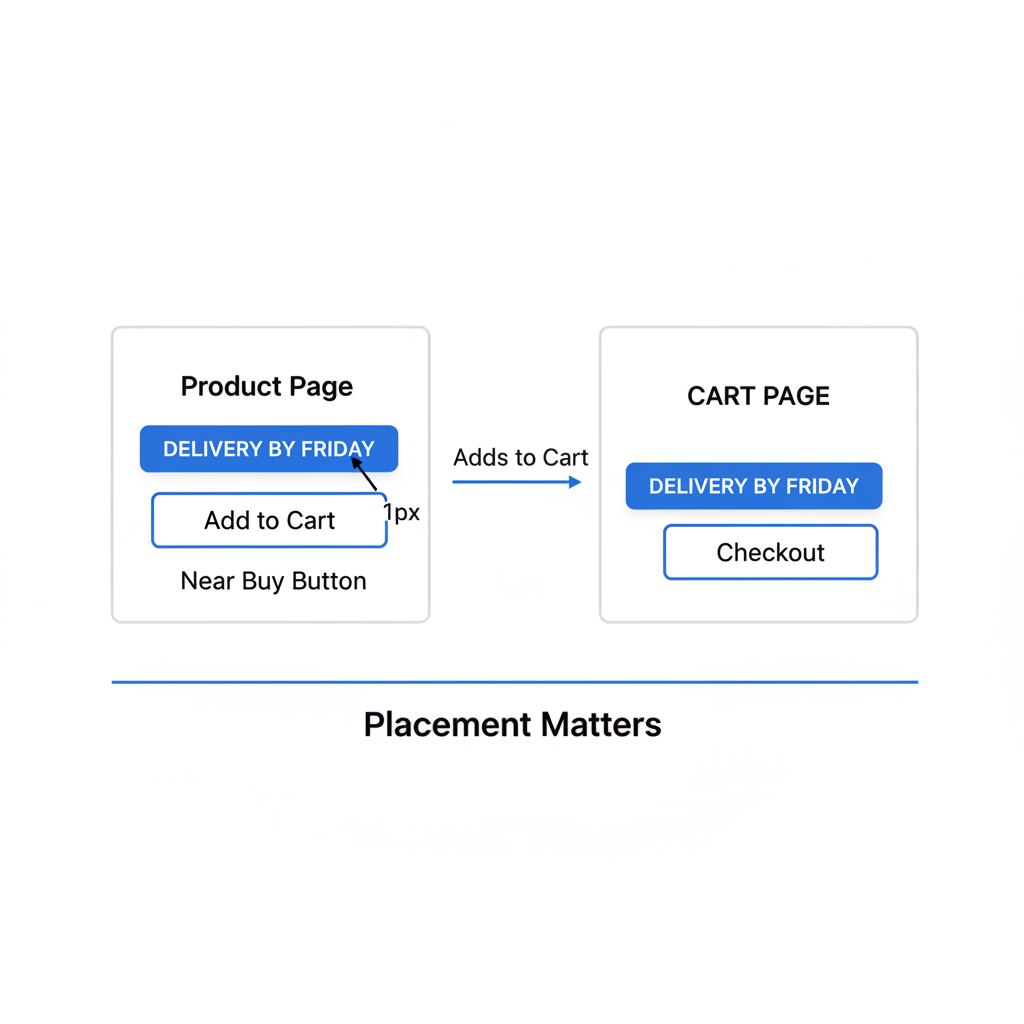 Where should you place a delivery countdown on Shopify?