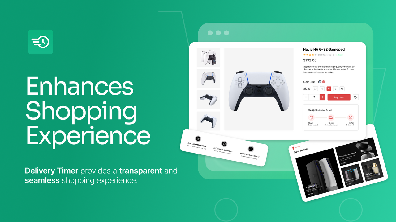 Example Shopify delivery timer interface showing delivery promise formatting