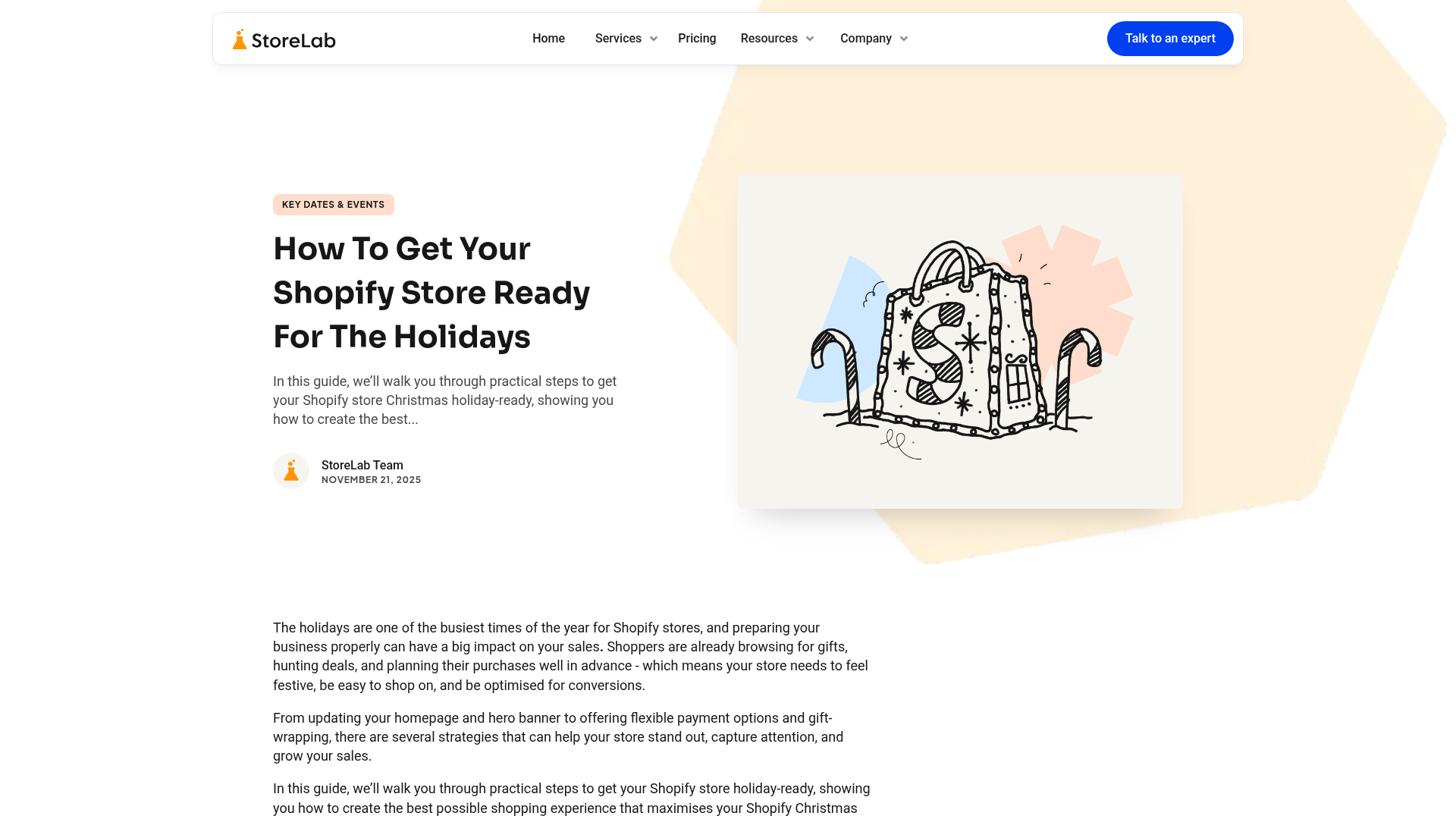 Holiday readiness article screenshot for Shopify stores